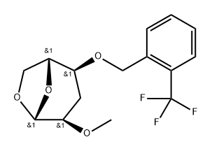 .beta.-D-ribo-Hexopyranose, 1,6-anhydro-3-deoxy-2-O-methyl-4-O-2-(trifluoromethyl)phenylmethyl- Struktur