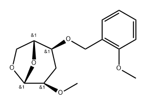 .beta.-D-ribo-Hexopyranose, 1,6-anhydro-3-deoxy-4-O-(2-methoxyphenyl)methyl-2-O-methyl- Struktur