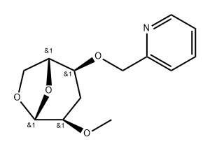 .beta.-D-ribo-Hexopyranose, 1,6-anhydro-3-deoxy-2-O-methyl-4-O-(2-pyridinylmethyl)- Struktur