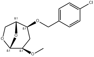.beta.-D-ribo-Hexopyranose, 1,6-anhydro-4-O-(4-chlorophenyl)methyl-3-deoxy-2-O-methyl- Structure