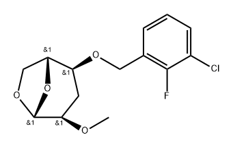 .beta.-D-ribo-Hexopyranose, 1,6-anhydro-4-O-(3-chloro-2-fluorophenyl)methyl-3-deoxy-2-O-methyl- Structure