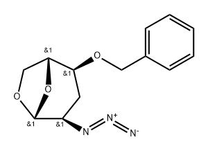 .beta.-D-ribo-Hexopyranose, 1,6-anhydro-2-azido-2,3-dideoxy-4-O-(phenylmethyl)- 化学構造式