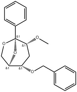 .beta.-D-ribo-Hexopyranose, 1,6-anhydro-3-deoxy-2-O-methyl-1-C-phenyl-4-O-(phenylmethyl)- Structure