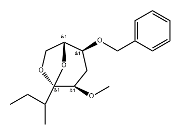 .beta.-D-ribo-4-Nonulopyranose, 4,9-anhydro-1,2,3,6-tetradeoxy-3-methyl-5-O-methyl-7-O-(phenylmethyl)- Structure