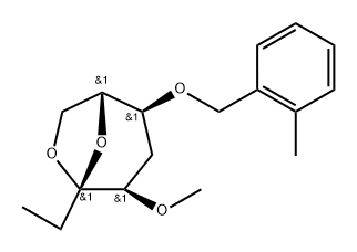 .beta.-D-ribo-3-Octulopyranose, 3,8-anhydro-1,2,5-trideoxy-4-O-methyl-6-O-(2-methylphenyl)methyl- Struktur