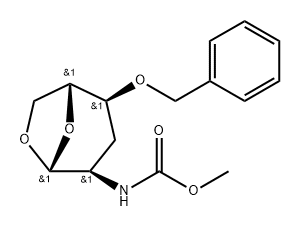 .beta.-D-ribo-Hexopyranose, 1,6-anhydro-2,3-dideoxy-2-(methoxycarbonyl)amino-4-O-(phenylmethyl)- Structure