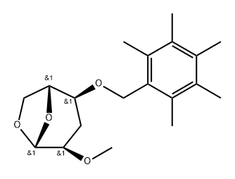 .beta.-D-ribo-Hexopyranose, 1,6-anhydro-3-deoxy-2-O-methyl-4-O-(pentamethylphenyl)methyl-,112356-60-2,结构式