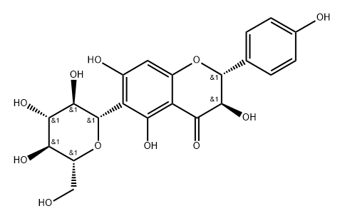 Aromadendrin 6-C-glucoside 化学構造式