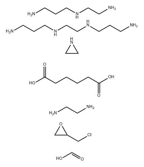 Hexanedioic acid, polymer with N-(2-aminoethyl)-1,3-propanediamine, aziridine, (chloromethyl)oxirane, 1,2-ethanediamine, N,N-1,2-ethanediylbis1,3-propanediamine and formic acid Structure