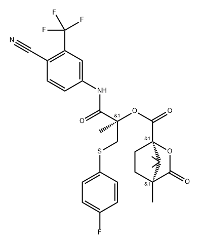 (1R,4S)-(R)-BicalutaMide Sulfide CaMphanic Acid Ester Structure