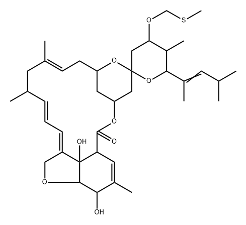 Milbemycin B, 5-O-demethyl-28-deoxy-25-(1,3-dimethyl-1-butenyl)-6,28-epoxy-23-[(methylthio)methoxy]-, [6R,23S,25S(E)]- (9CI) 化学構造式