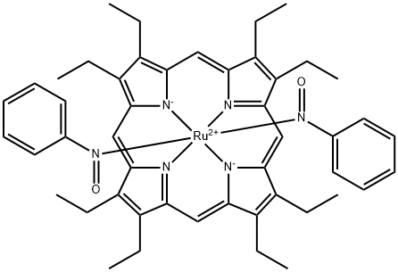 Ruthenium, bis(nitrosobenzene-N)[2,3,7,8,12,13,17,18-octaethyl-21H,23H-porphinato(2-)-N21,N22,N23,N24]-, (OC-6-12)- (9CI) 化学構造式