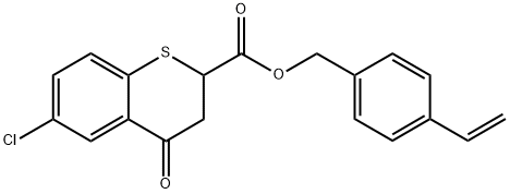 6-chloro-3,4-dihydro-4-oxo--2H-1-benzothiopyran-2-carboxylic acid (4-ethenylphenyl)methyl ester Structure