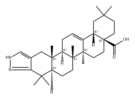 1'H-Oleana-12-eno[3,2-c]Pyrazol-28-oic acid 化学構造式