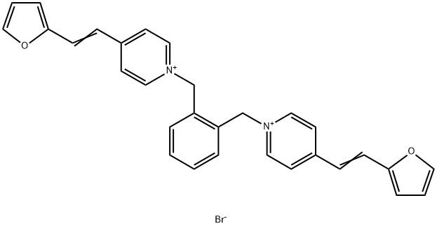 Pyridinium, 1,1'-[1,2-phenylenebis(methylene)]bis[4-[2-(2-furanyl)ethenyl]-, dibromide (9CI) Struktur