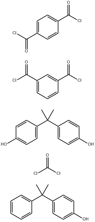 1,3-Benzenedicarbonyl dichloride, polymer with 1,4-benzenedicarbonyl dichloride, carbonic dichloride and 4,4-(1-methylethylidene)bisphenol, bis4-(1-methyl-1-phenylethyl)phenyl ester Struktur