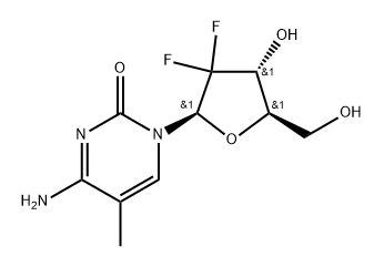 2(1H)?-?Pyrimidinone, 4-?amino-?1-?(2-?deoxy-?2,?2-?difluoro-?β-?D-?erythro-?pentofuranosyl)?-?5-?methyl- Struktur
