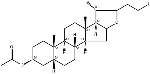5beta-Cholan-16,22-epoxy-3alpha-ol 24-iodo-3-O-acetyl-,114353-48-9,结构式