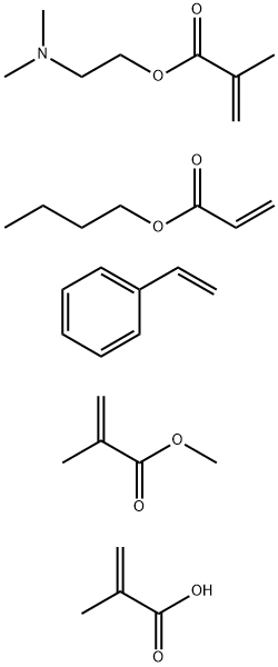 2-Propenoic acid, 2-methyl-, polymer with butyl 2-propenoate, 2-(dimethylamino)ethyl 2-methyl-2-propenoate, ethenylbenzene and methyl 2-methyl-2-propenoate Structure