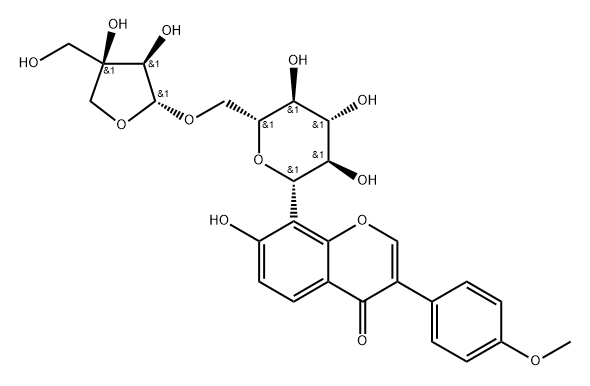 FORMONONETIN-8-C-BETA-D-APIOFURANOSYL-(1→6)-O-BETA-D-GLUCOPYRANOSIDE, 1147858-78-3, 结构式