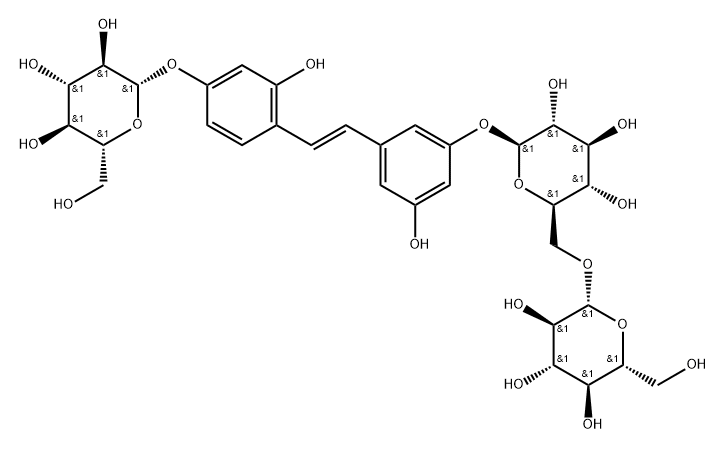 Oxyresveratrol 6-O-D-glucopyranosyl-D-glucopyranoside Structure