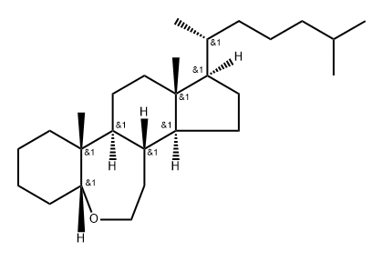 (3aR,7aR,7bS,9aR,10R,12aS,12bS)-7a,9a-Dimethyl-10-((R)-6-methylheptan-2-yl)hexadecahydro-1H-benzo[b]indeno[5,4-d]oxepine 结构式