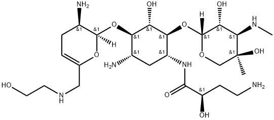 D-Streptamine, O-2-amino-2,3,4,6-tetradeoxy-6-[(2-hydroxyethyl)amino]-α-D-glycero-hex-4-enopyranosyl-(1→4)-O-[3-deoxy-4-C-methyl-3-(methylamino)-β-L-arabinopyranosyl-(1→6)]-N1-[(2R)-4-amino-2-hydroxy-1-oxobutyl]-2-deoxy-|API