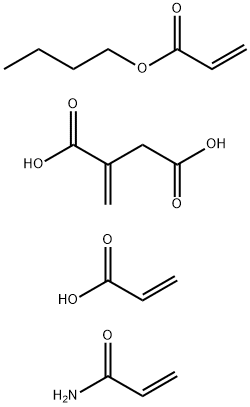 Butanedioic acid, methylene-, polymer with butyl 2-propenoate, 2-propenamide and 2-propenoic acid Struktur