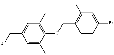 2-[(4-Bromo-2-fluorophenyl)methoxy]-5-(bromomethyl)-1,3-dimethylbenzene 结构式