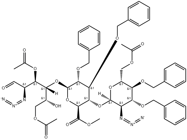 D-Glucose, O-6-O-acetyl-2-azido-2-deoxy-3,4-bis-O-(phenylmethyl)-α-D-glucopyranosyl-(1→4)-O-6-methyl-2,3-bis-O-(phenylmethyl)-β-D-glucopyranuronosyl-(1→4)-2-azido-2-deoxy-, 3,6-diacetate|DEF三糖