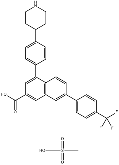 2-Naphthalenecarboxylic acid, 4-[4-(4-piperidinyl)phenyl]-7-[4-(trifluoromethyl)phenyl]-, methanesulfonate (1:1) Structure