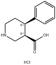 3-Piperidinecarboxylic acid, 4-phenyl-, hydrochloride (1:1), (3R,4R)-rel- 化学構造式