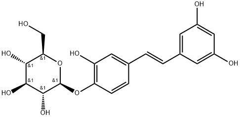 白皮杉醇4'-O-Β-D-吡喃葡萄糖苷 结构式