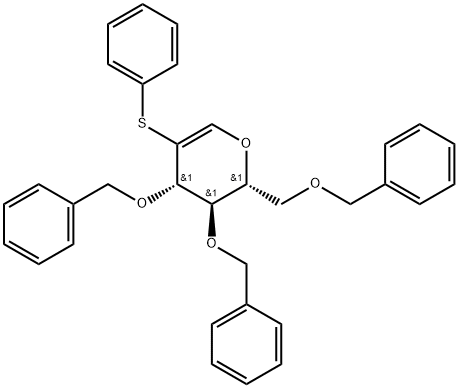 1,5-anhydro-3,4,6-tri-O-benzyl-1,2-dideoxy-2-phenylthio-D-arabino-hex-1-enitol Structure