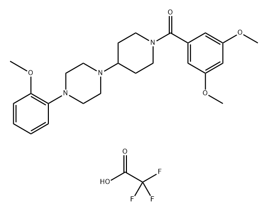 Methanone, (3,5-dimethoxyphenyl)[4-[4-(2-methoxyphenyl)-1-piperazinyl]-1-piperidinyl]-, 2,2,2-trifluoroacetate (1:1) 化学構造式