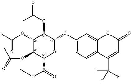 2-Oxo-4-(trifluoroMethyl)-2H-1-benzopyran-7-yl β-D-Glucopyranosiduronic Acid Methyl Ester Triacetate Structure