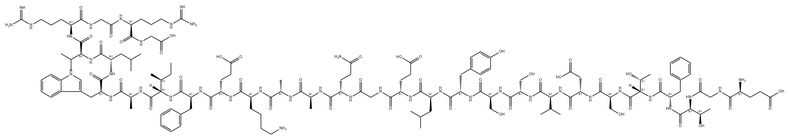 Glycine, L-α-glutamylglycyl-L-threonyl-L-phenylalanyl-L-threonyl-L-seryl-L-α-aspartyl-L-valyl-L-seryl-L-seryl-L-tyrosyl-L-leucyl-L-α-glutamylglycyl-L-glutaminyl-L-alanyl-L-alanyl-L-lysyl-L-α-glutamyl-L-phenylalanyl-L-isoleucyl-L-alanyl-L-tryptophyl-L-leucyl-L-valyl-L-arginylglycyl-L-arginyl-