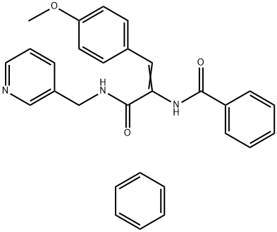 Benzamide, N-[2-(4-methoxyphenyl)-1-[[(3-pyridinylmethyl)amino]carbonyl]ethenyl]-, compd. with benzene (1:1) Struktur