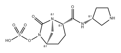 (1R,2S,5R)-7-OXO-2-(((R)-PYRROLIDIN-3-YL)CARBAMOYL)-1,6-DIAZABICYCLO[3.2.1]OCTAN-6-YL HYDROGEN SULFA 结构式