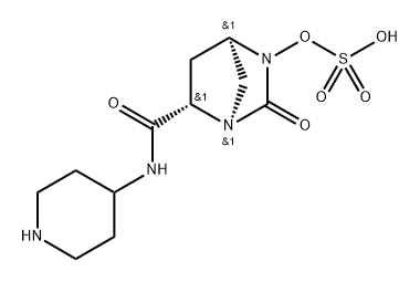 (4R,6S)-2-oxo-N-piperidin-4-yl-3-(sulfooxy)-1,3-diazabicyclo[2.2.1]heptane-6-carboxamide 结构式