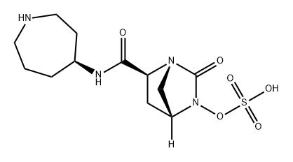 (4R,6S)-2-oxo-N-[(4S)-azepan-4-yl]-3-(sulfooxy)-1,3-diazabicyclo[2.2.1]heptane-6-carboxamide 化学構造式