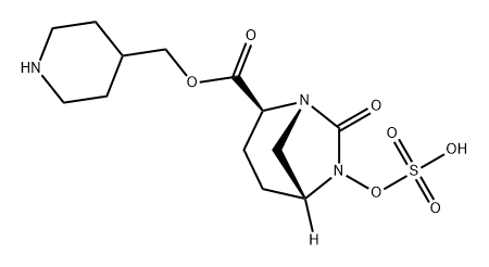 piperidin-4-ylmethyl (2S,5R)-7-oxo-6-(sulfooxy)-1,6-diazabicyclo[3.2.1]octane-2-carboxylate 化学構造式