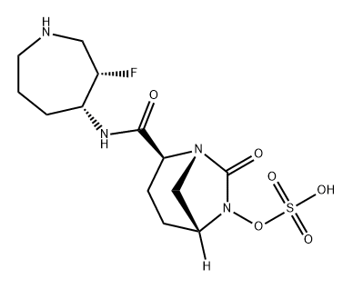 (2S,5R)-N-[(3S,4R)-3-fluoroazepan-4-yl]-7-oxo-6-(sulfooxy)-1,6-diazabicyclo[3.2.1]octane-2-carboxamide Struktur