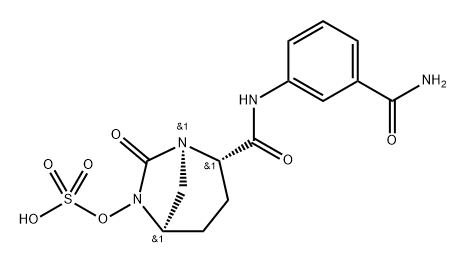 trans-N-[3-(aminocarbonyl)phenyl]-7-oxo-6-(sulphooxy)-1,6-diazabicyclo[3.2.1]octane-2-carboxamide,1174019-63-6,结构式