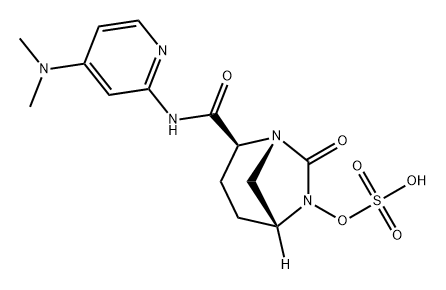 (2S,5R)-N-[4-(dimethylamino)pyridin-2-yl]-7-oxo-6-(sulfooxy)-1,6-diazabicyclo[3.2.1]octane-2-carboxamide 化学構造式