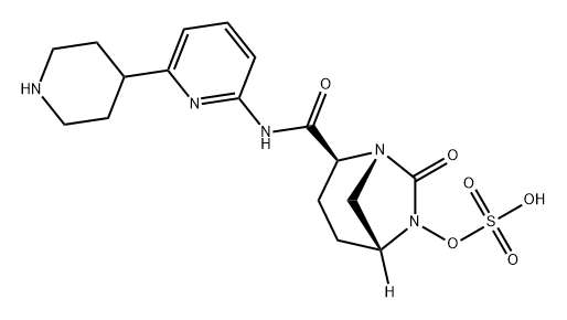 (2S,5R)-N-(6-piperidin-4-ylpyridin-2-yl)-7-oxo-6-(sulfooxy)-1,6-diazabicyclo[3.2.1]octane-2-carboxamide Structure