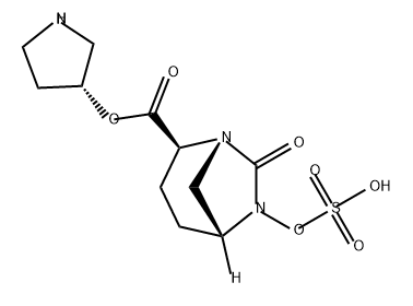 2-(3R)-3-Pyrrolidinyl (1R,2S,5R)-7-oxo-6- (sulfooxy)-1,6-diazabicyclo[3.2.1]octane-2- carboxylate 结构式