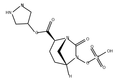 2-(4-Pyrazolidinyl) (1R,2S,5R)-7-oxo-6- (sulfooxy)-1,6-diazabicyclo[3.2.1]octane-2- carboxylate Struktur