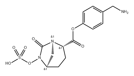 4-(aminomethyl)phenyl (2S,5R)-7-oxo-6-(sulfooxy)-1,6-diazabicyclo[3.2.1]octane-2-carboxylate 化学構造式