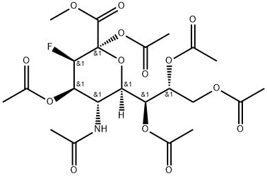 5-(acetylamino)-3,5-dideoxy-3-fluoro-D-erythro-α-L-manno-2-nonulopyranosonic acid methyl ester 2,4,7,8,9-pentaacetate Struktur